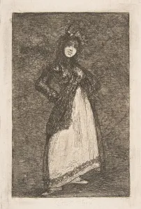 Mantilla Prints: A Maja standing against a dark background (Maja). Creator: Francisco Goya