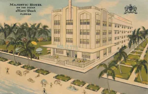 Curt Teich Co Prints: Majestic Hotel on the Ocean. Miami Beach, Florida, c1940s