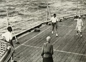 Queen Consort Of King George Vi Gallery: Their Majesties, in a Game of Deck Quoits on Deck of H.M.S. Renown, 1927, 1937