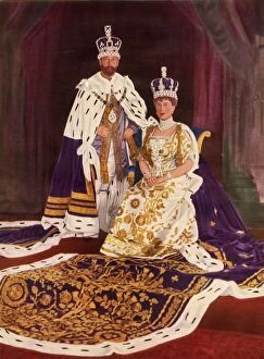 Marion Gallery: Their Majesties King George V and Queen Mary in their coronation robes, 1911, (1951)