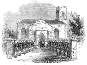Albert Prince Consort Collection: Her Majesty leaving Blair Athol Church, 1844. Creator: Unknown