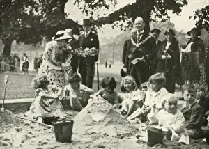 Bowes Lyon Prints: Her Majesty... at the New Playground on the Site of the Old Foundling Hospital, 1936, 1937