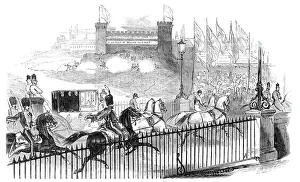 Northampton Prints: Her Majesty passing The Castle, Northampton, 1844. Creator: Unknown