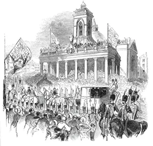 Northampton Prints: Her Majesty passing the Market-Place, Northampton, 1844. Creator: Unknown