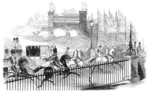 Her Majesty passing 'The Castle', Northampton, 1844. Creator: Unknown