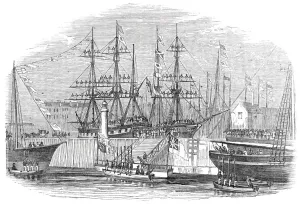 Landells Prints: Her Majesty and Prince Albert disembarking Dundee, 1844. Creator: Ebenezer Landells