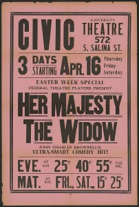 April Prints: Her Majesty the Widow 1, Syracuse, NY, 1936. Creator: Unknown