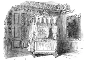 Lincolnshire Prints: Her Majestys State Bed, Burghley, 1844. Creator: Unknown