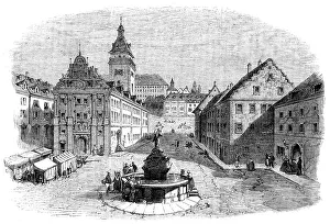 Drinking Water Prints: Her Majesty's Visit to Germany, the market-place, Gotha... 1862. Creator: Unknown