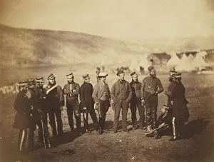 Crimea Ukraine Prints: Major Burton and Officers of the 5th Dragoon Guards, 1855. Creator: Roger Fenton