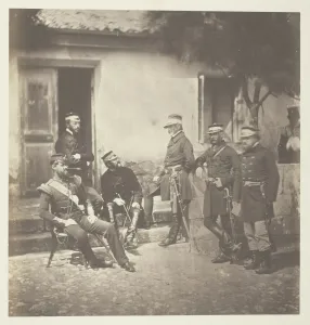 Crimea Ukraine Gallery: Major General Estcourt and Staff, 1855. Creator: Roger Fenton