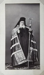 Makarios, Archbishop of the St Panteleimon Monastery on Mount Athos, Greece, 1870s Makarios, Archbishop of the St Panteleimon Monastery on Mount Athos, Greece, 1870s