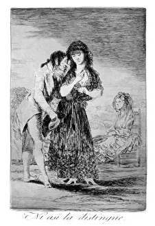 Misunderstanding Prints: Even thus he cannot make her out, 1799. Artist: Francisco Goya