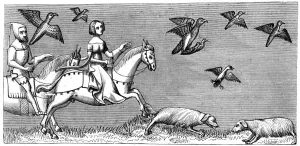 Hawking Prints: How to make young hawks fly, 14th century (1849)