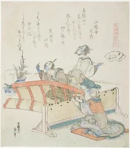 Blinds Prints: Making Bamboo Blinds, illustration for The Bamboo-Blind Shell (Sudare-gai)