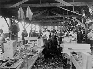 Buoyancy Prints: Making buoyancy boxes, between c1915 and c1920. Creator: Bain News Service