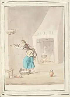 Cooking Pot Prints: Making Butter Minorca, leaf from A Collection of Dresses by David Allan Mostly from Nature