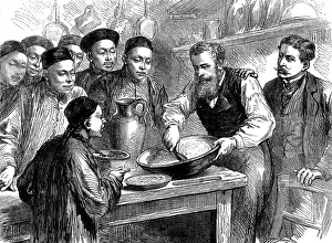 East Meets West Prints: Making a Christmas Pudding in China, 1873. Creator: Unknown