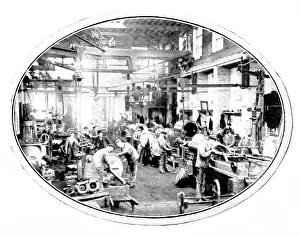 Mechanisation Prints: The making of the engines that drive cotton-mills: one of the erecting-shops