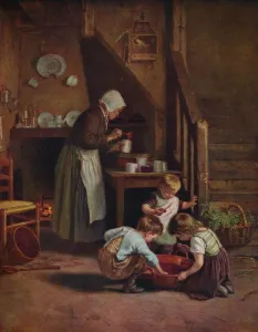 Crouching Prints: Making Jam, 1880, (c1915). Artist: Pierre Edouard Frere