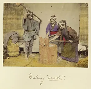 Domestic Chore Prints: Making mochi, about 1873-1883. Creator: Shinichi Suzuki I