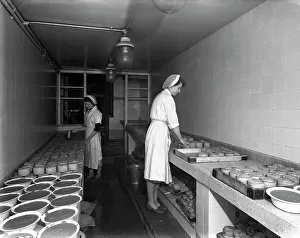 Hair Net Prints: Making pork pies, Schonhuts butchery factory, Rawmarsh, South Yorkshire, 1955. Artist