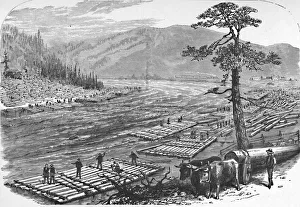 Fiske Company Prints: Making Up Rafts on the Susquehanna River. A Scene on the Line of the Erie Railroad, 1883