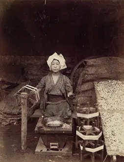 Scarf Prints: Making Raw Silk, c.between 1885 and 1900. Creator: Unknown