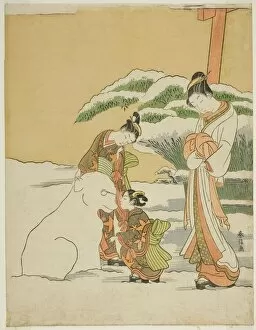 Childcare Collection: Making a Snow Dog, c. 1767 / 68. Creator: Suzuki Harunobu