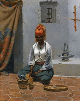 At The Table Collection: Making Tea In Algiers, 1840s. Creator: Timm, Vasily (George Wilhelm) (1820-1895)