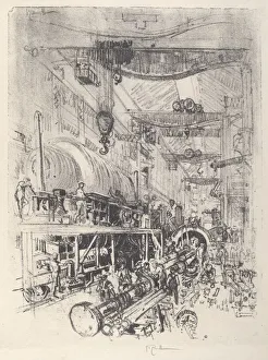 Heavy Industry Prints: Making a Turbine Engine, 1917. Creator: Joseph Pennell