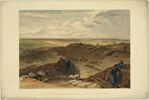 Malakoff redoubt, battery gervais and rear of the redan, 1855. Artist: Simpson, William (1832-1898) Malakoff redoubt, battery gervais and rear of the redan, 1855. Artist: Simpson, William (1832-1898)