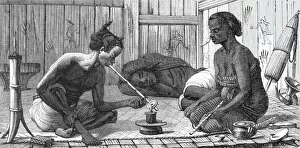 Cameron Collection: Malay Opium-smokers; A Visit to Borneo, 1875. Creator: A.M. Cameron