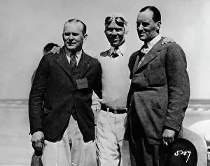 M Campbell Prints: Malcolm Campbell, Frank Lockhart, Ray Keech (right to left) at Daytona, Florida, 1928