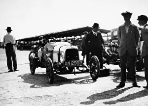 Brooklands Prints: Malcolm Campbell and a Talbot car in the Paddock at Brooklands, Surrey, June 1923