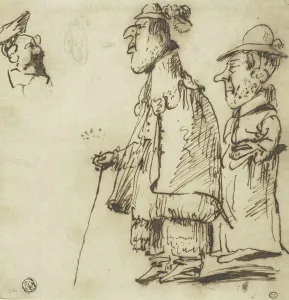 Iron Gall Ink Prints: Three Male Caricatures, n.d. Creators: Pier Francesco Mola, Angelo de Rossi