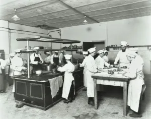 Chopping Prints: Male cookery students, Westminster Technical Institute, London, 1910