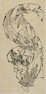 Male dancer, Manzai, late 18th-early 19th century. Creator: Hokusai
