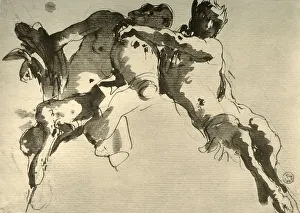 Male and Female Faun with Amphora, mid 18th century, (1928). Artist: Giovanni Battista Tiepolo Male and Female Faun with Amphora, mid 18th century, (1928). Artist: Giovanni Battista Tiepolo