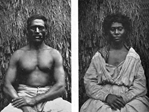 Hawaii Prints: Male and female Hawaiians in full face, 1902
