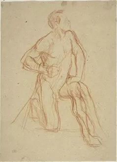 Delaunay Jules Elie Gallery: Male Figure Kneeling, c. 1874. Creator: Jules Elie Delaunay