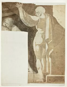 Fuseli Henry The Younger Gallery: Male Figure with Left Arm Raised Seen from the Back, and Fragment of Old Man, 1770/75