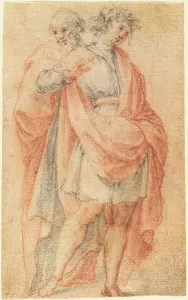 Two Male Figures: A Youth and an Old Man. Creator: Unknown