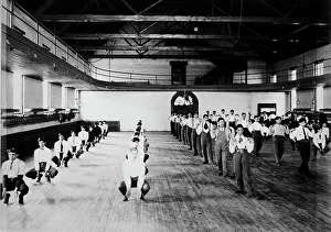 Gymnasium Prints: Male Native American students in physical education class