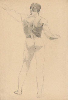 Sketch Book Prints: Male nude from behind, 1880-1904. Creator: Janos Fadrusz
