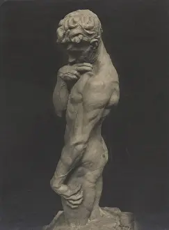 Plaster Prints: Male nude covering his chin with his right hand, 1920. Creator: Unknown
