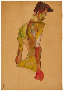 Schiele Prints: Male Nude in Profile Facing Right, 1910. Creator: Schiele, Egon (1890-1918)