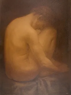Sanduine And Chalk On Paper Prints: Male Nude Seated. Artist: Rassenfosse, Armand (1862-1934)