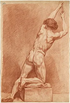 A Male Nude Seen from Behind, c. 1760. Creator: Unknown