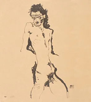 Male Nude (Self-Portrait), 1912. Creator: Schiele, Egon (1890-1918)
